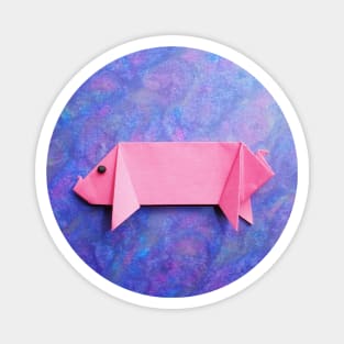 Pink origami pig Magnet